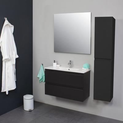 Badkamermeubel Boss & Wessing Pepper Wastafel Porselein Met Kraangat 80x55x46 cm Antraciet Boss & Wessing