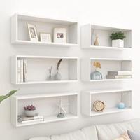 Wandschappen kubus 6 st 60x15x23 cm spaanplaat wit - thumbnail