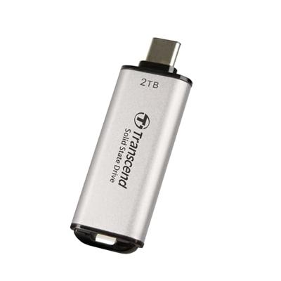 Transcend ts2tesd300s esd300s external ssd, 2 tb, usb type-c, 10gbps, 1050/ 950 mb/s, silver