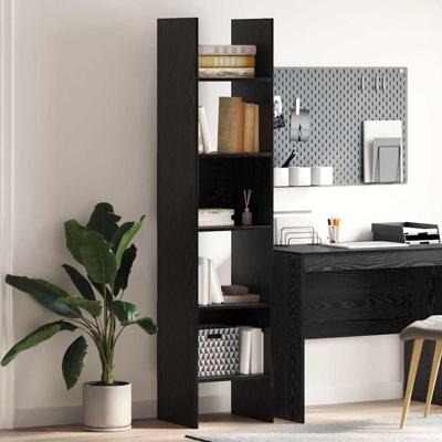 Boekenkast Zwart eiken 40 x 35 x 180 cm Bewerkt hout Boekenkast Zwart eiken 40 x 35 x 180 cm Bewerkt hout