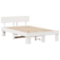 Bedframe met hoofdeinde Wit 135 x 190 cm Massief grenenhout - thumbnail