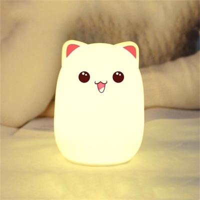 YWXLight kleur verandering kat vorm USB oplaadbare LED Silicone zacht nachtlampje (roze)