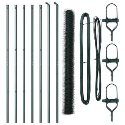 VidaXL Afrasteringspaal groen 10 x 1,6 m (50 mm gaas) staal en pvc