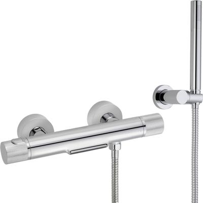 Ben Engraved Cross thermostatische badkraan met handdouche en watervaluitloop chroom