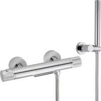 Ben Engraved Cross thermostatische badkraan met handdouche en watervaluitloop chroom - thumbnail