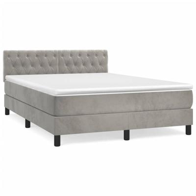 Boxspring met matras fluweel lichtgrijs 140x200 cm