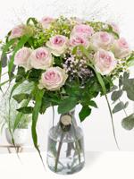 Zomerboeket roze rozen met kamille - thumbnail