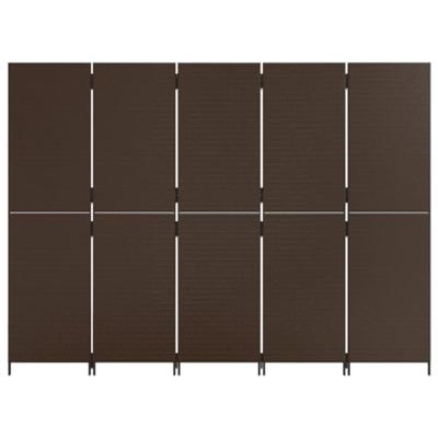 Kamerscherm 5 panelen poly rattan bruin
