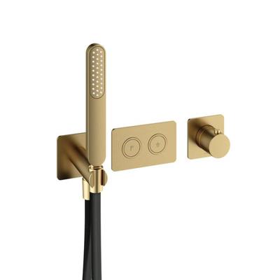 Hotbath Gal Hotbath Gal Afbouwdeel voor inbouwthermostaat met 2 pushbuttons messing geborsteld PVD PB7071EXTBBP Hotbath Gal Hotbath Gal Afbouwdeel voor inbouwthermostaat met 2 pushbuttons messing geborsteld PVD PB7071EXTBBP