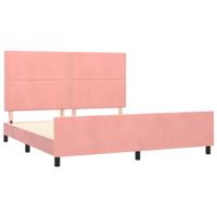 Bedframe met hoofdeinde fluweel roze 180x200 cm - thumbnail