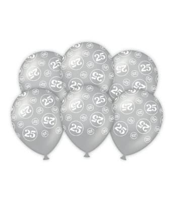 Latexballonnen zilver 25-jarig jubileum (6st)