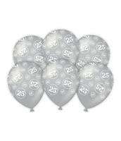 Latexballonnen zilver 25-jarig jubileum (6st) - thumbnail