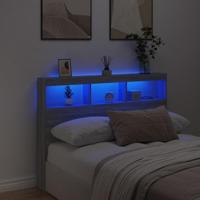 Hoofdbordkast met LED-verlichting 140x17x102 cm grijs sonoma - thumbnail