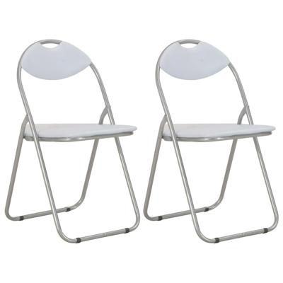 Eetkamerstoelen inklapbaar 2 st kunstleer wit
