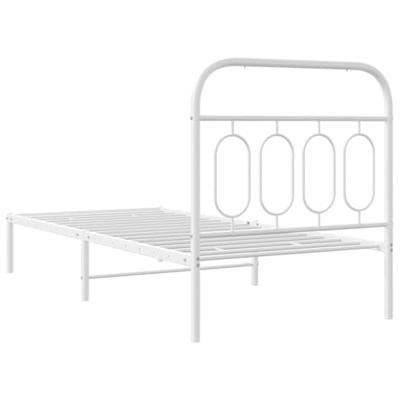 Bedframe met hoofdbord metaal wit 90x200 cm