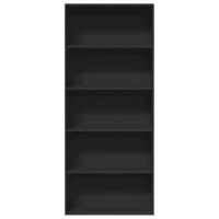 Boekenkast 80x30x189 cm bewerkt hout zwart - thumbnail