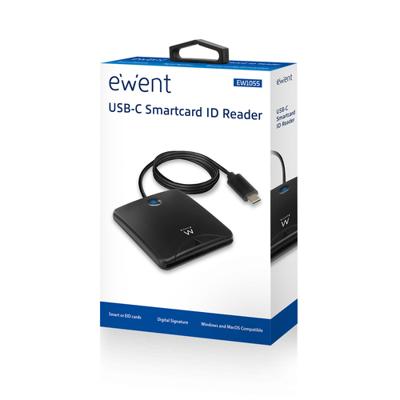 Intelligente Kaartlezer Ewent EW1055 USB C 1 m DNIe Zwart