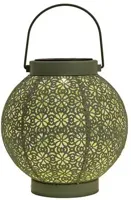 Anna's Collection Solar lantaarn metaal 18 x 19 cm sage groen warm wit - thumbnail
