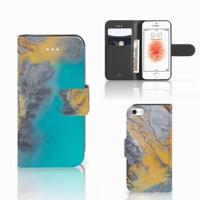 Apple iPhone 5 | 5s | SE | Bookcase | Marble Blue Gold - thumbnail