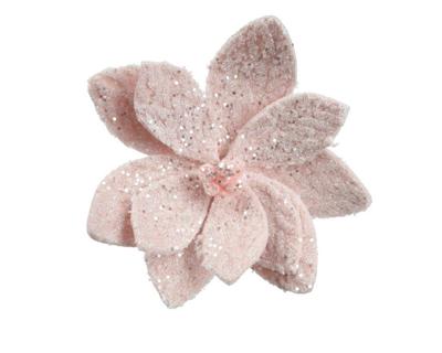 Kerstornament Bloem Clip Kunstbont Zacht Roze Ø28cm