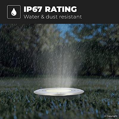 Set van 9 Maisy LED Grondspot - Dimbaar - Rond - Ø12cm - GU10 - 4 Watt 345 Lumen - 6500K daglicht wit - RVS - IP67 waterdicht - Tuinspot - Oprit