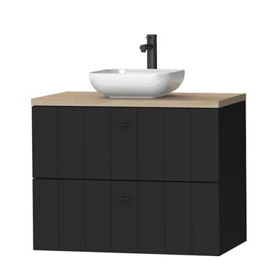 Tiger Maryport Meubelset 80 cm met 2 lades Mat zwart incl Ontario waskom Hoogglans wit - 1496018918