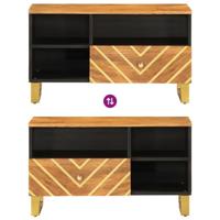 Tv-meubel 80x33,5x46 cm massief mangohout bruin en zwart - thumbnail
