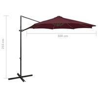 VidaXL Zweefparasol met paal en led-verlichting 300 cm bordeauxrood - thumbnail
