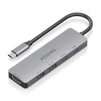 Aisens ASUC-5P028-GR-koppeling USB Type-C - 1 x HDMI - 2 x USB Type C - 2 x USB Type-C PD- Grijs - thumbnail