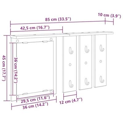 Wandgemonteerde kapstok Wit 85 x 10 x 45 cm Bewerkt hout