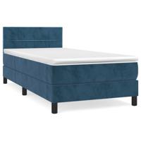 Boxspring met matras fluweel donkerblauw 100x200 cm - thumbnail