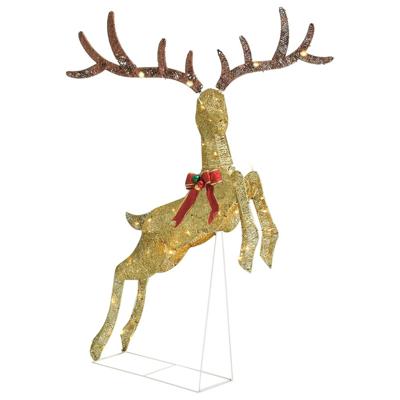 VidaXL Kerstversiering vliegend rendier warmwit 120 led's goudkleurig