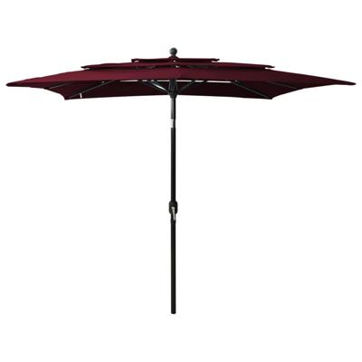 VidaXL Parasol 3-laags met aluminium paal 2,5x2,5 m bordeauxrood