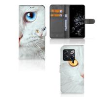 OnePlus 10T | Telefoonhoesje | Met pasjeshouder | Witte Kat - thumbnail