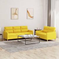 2-delige Loungeset met kussens stof lichtgeel - thumbnail