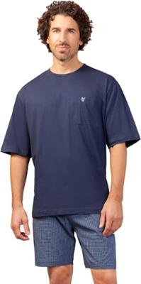 Blauwe katoenen heren shortama Hajo