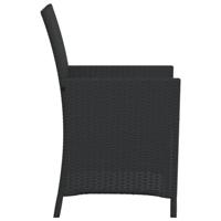 3-delige Bistroset met kussens poly rattan zwart - thumbnail
