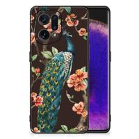 OPPO Find X5 Dierenprint Telefoonhoesje Pauw met Bloemen - thumbnail