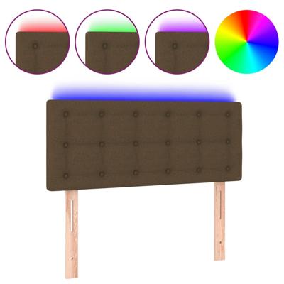 Hoofdbord LED 90x5x118/128 cm stof donkerbruin - thumbnail