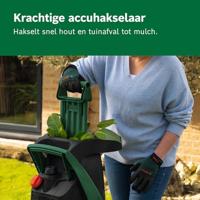 Bosch Groen UniversalShredder Fluisterhakselaar 2x18V-25 | 1x Aanduwstok + 28L Opvangzak | Zonder Accu en Lader - 06008E0001 - thumbnail