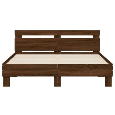 Bedframe met hoofdeinde en LED bruin eikenkleur 140x190 cm