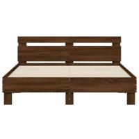 Bedframe met hoofdeinde en LED bruin eikenkleur 140x190 cm - thumbnail