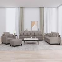 4-delige Loungeset met kussens stof taupe - thumbnail