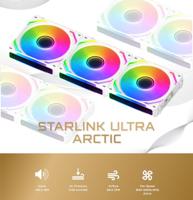 XIGMATEK - Starlink Ultra Arctic (wit) - Pak 3 pc-ventilatoren - 3x120 mm ARGB - 800-2000 RPM - <29,2 dBA - 68,5 CFM - Inclusief hub - thumbnail