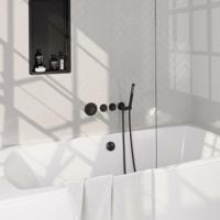 Black Carving thermostatische inbouw badkraan SET 01 met badvulcombinatie, handdouche en doucheslang mat zwart - thumbnail
