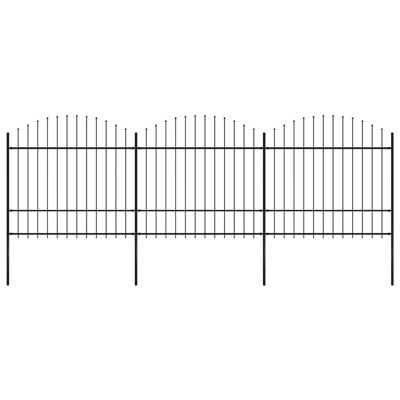 Tuinhek met speerpunt staal 537x175 cm zwart