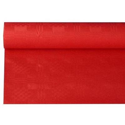 Tafelkleed uit papier met damastprint, 1,2 x 8 m, rood Tafelkleed uit papier met damastprint, 1,2 x 8 m, rood