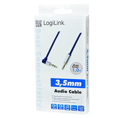 LogiLink CA11100 Jackplug Audio Aansluitkabel 1.00 m Donkerblauw (mat) 90° haaks naar boven