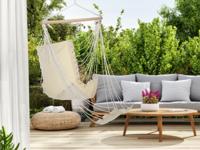 HI hangstoel met voetensteun katoen canvas beige - thumbnail