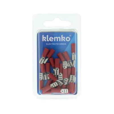 Vlakstekerhuls rood 1.5mm 4,8x0,8mm geïsoleerd 25 stuks 170050 Klemko verpakking hersluitbaar